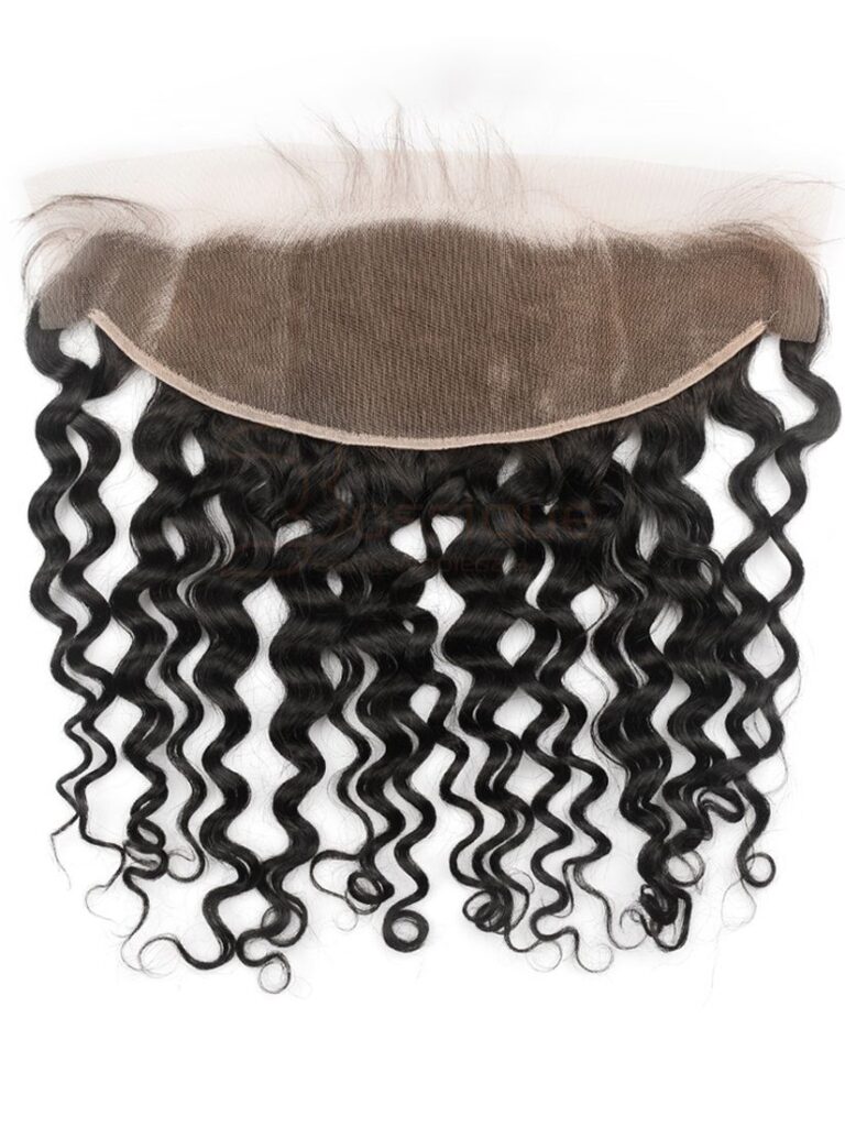 Black Line French Curly Lace Frontal with transparent lace
