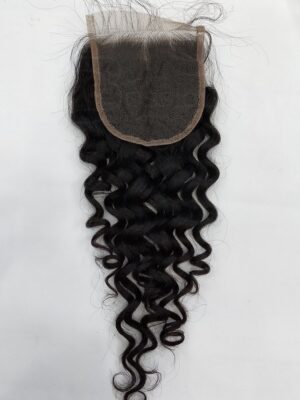 Raw 4x4 and 5x5 french curly lace closure