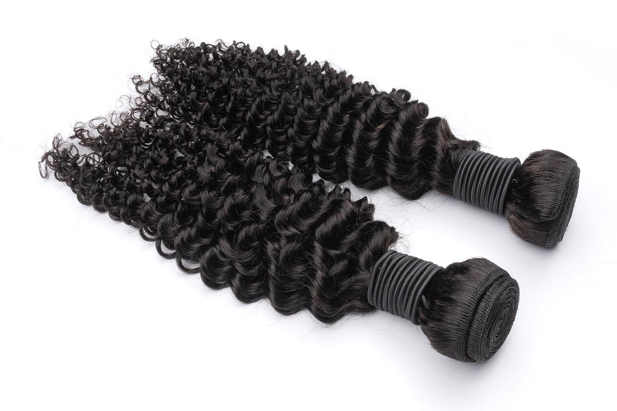 Two kinky curly hair bundles side by side.