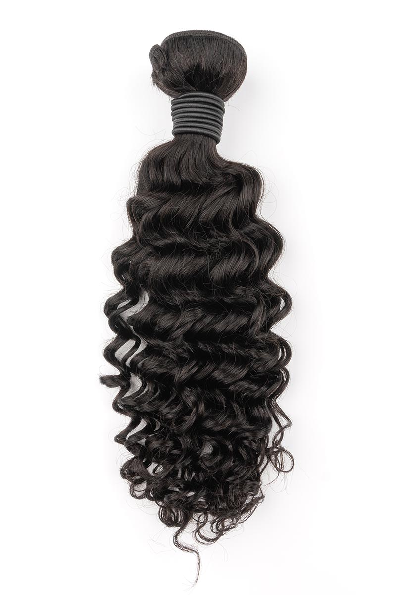 One French Curly Hair bundle in studio lighting.