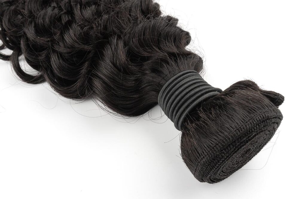 Zoomed-in detail of Black Line French Curly Hair curls.