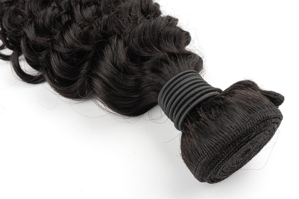 Zoomed-in detail of Black Line French Curly Hair curls.
