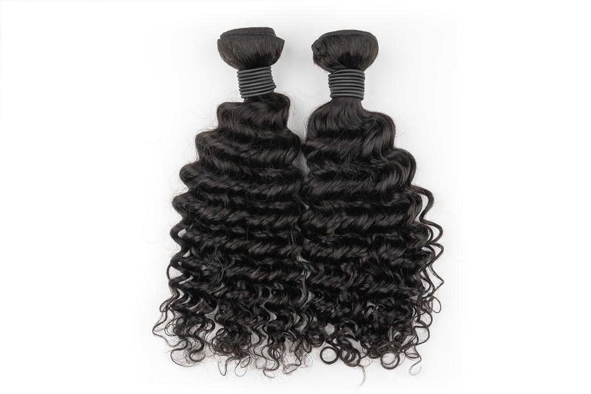 air of Black Line French Curly Hair bundles side by side.