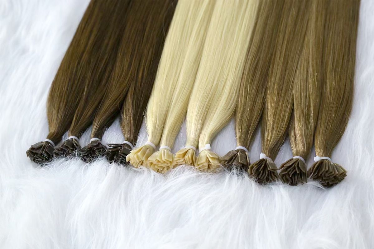 Flat-Tip Hair Extensions: Blonde, Dark Brown, Light Brown