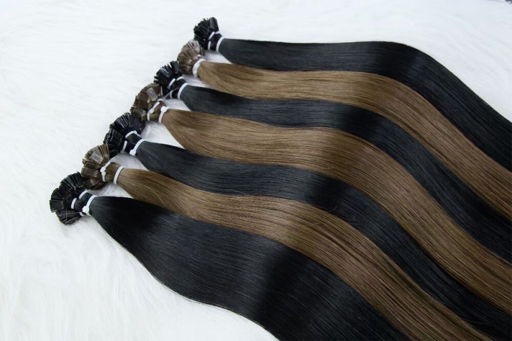 Assorted brown and black Flat-Tip Extensions.