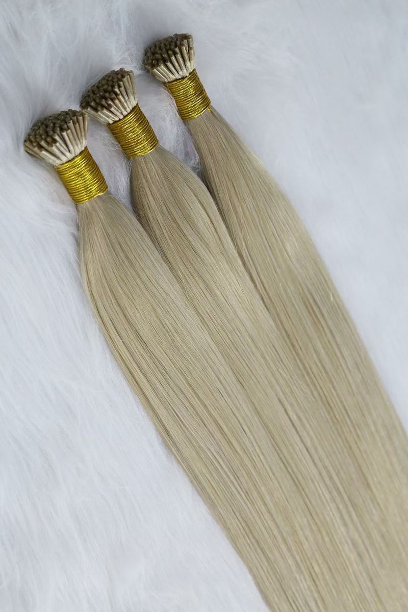 Medium blonde I-Tip Hair Extensions close-up.