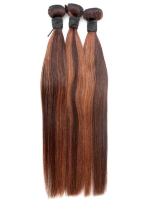 Brown Straight Hair Extensions in Piano Color