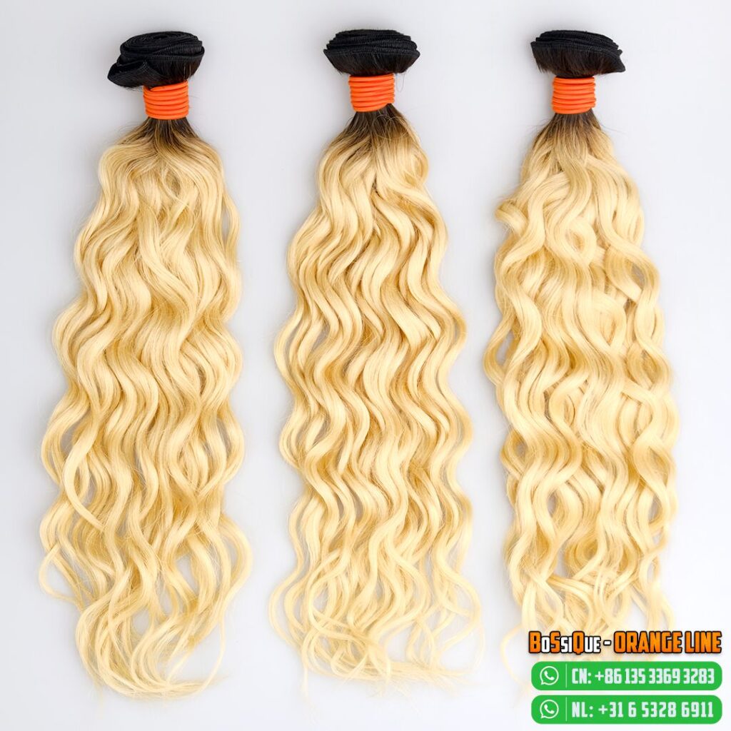 Image showing blonde body with black root in curly texture