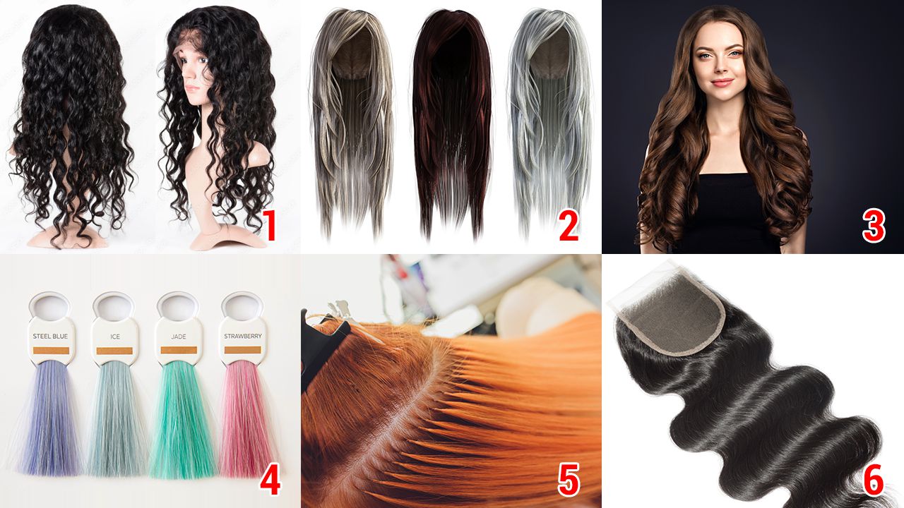 Assortment of hair product images for selling hair