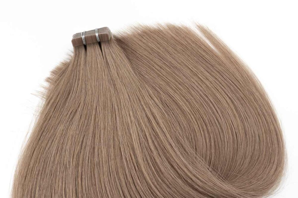 Straight Medium Brown Tape-In Hair Extensions, Color 8