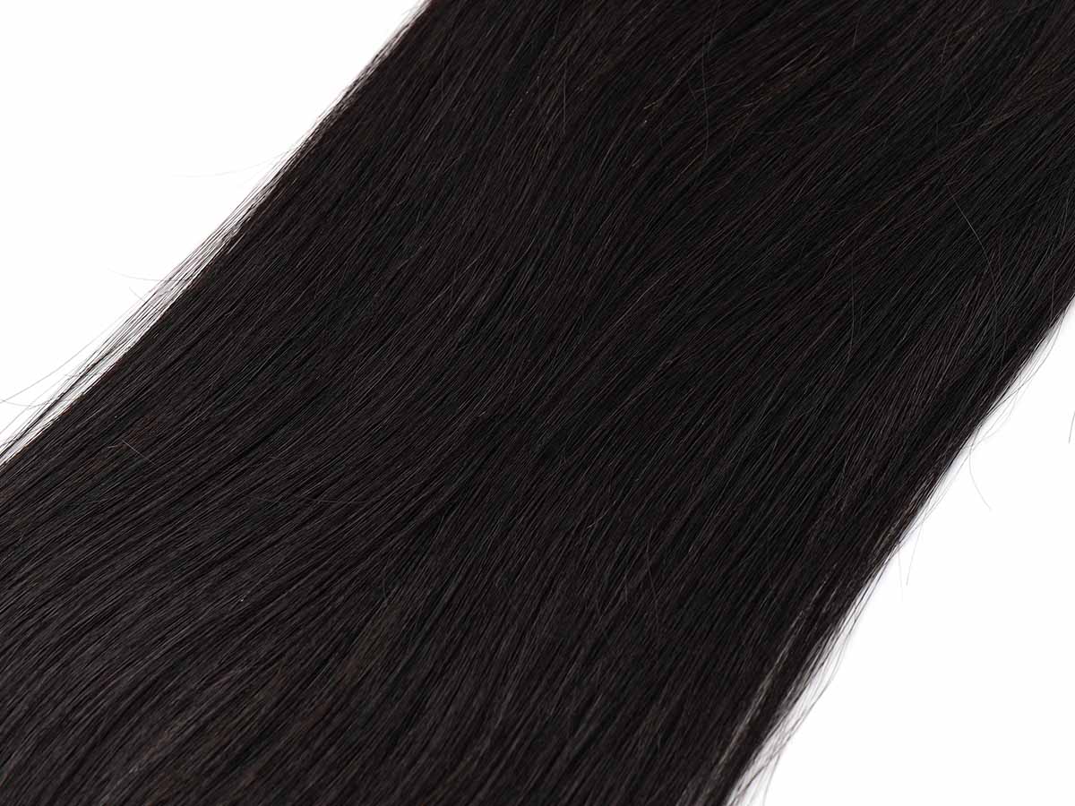 Black Line Straight Tape-In Extensions, 2 pieces, 50g, virgin hair with straight texture, slight angle.